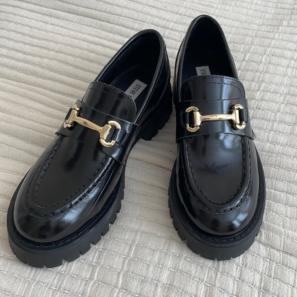Steve Madden Lando Black Leather Loafers